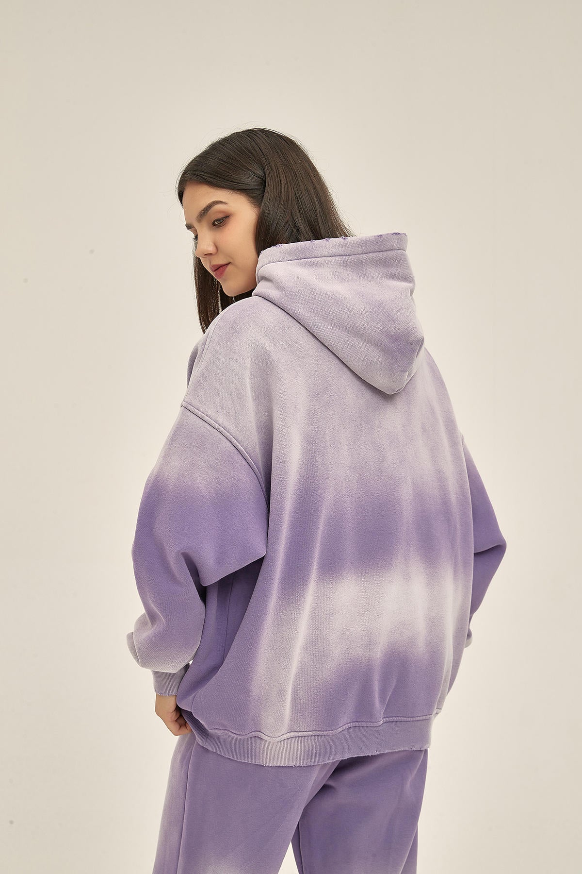 360G Retro Fleece Spray Dyed Women Hoodie