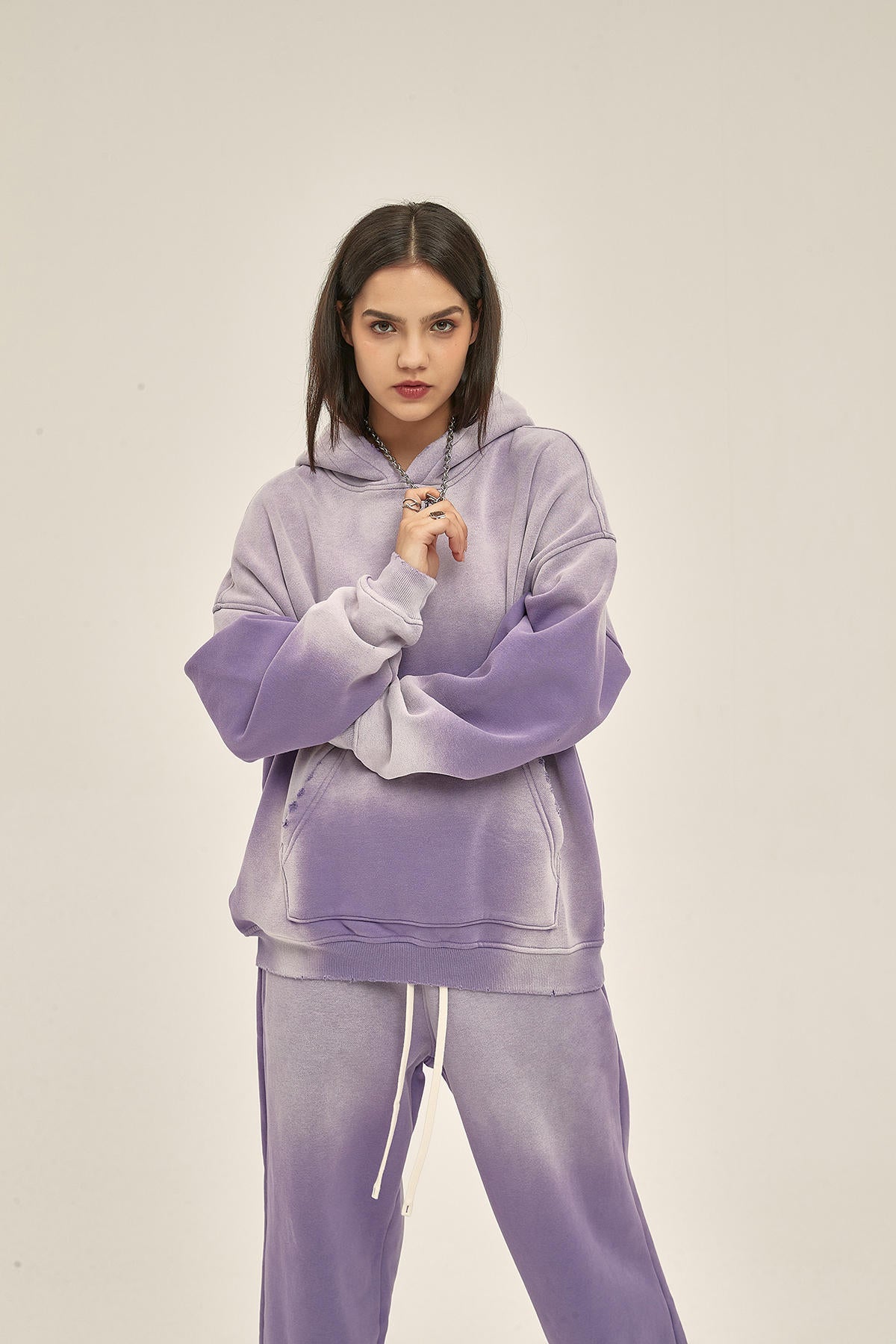 360G Retro Fleece Spray Dyed Women Hoodie