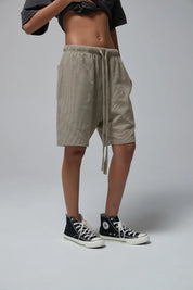 330G waffle Loose Drawstring Track Women Shorts