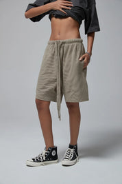 330G waffle Loose Drawstring Track Women Shorts