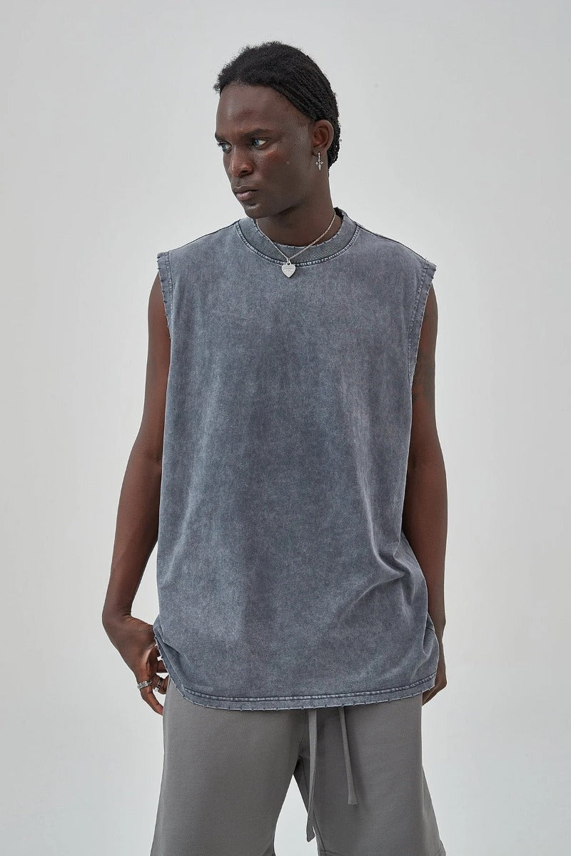 Washed Vintage Batik Men Vest