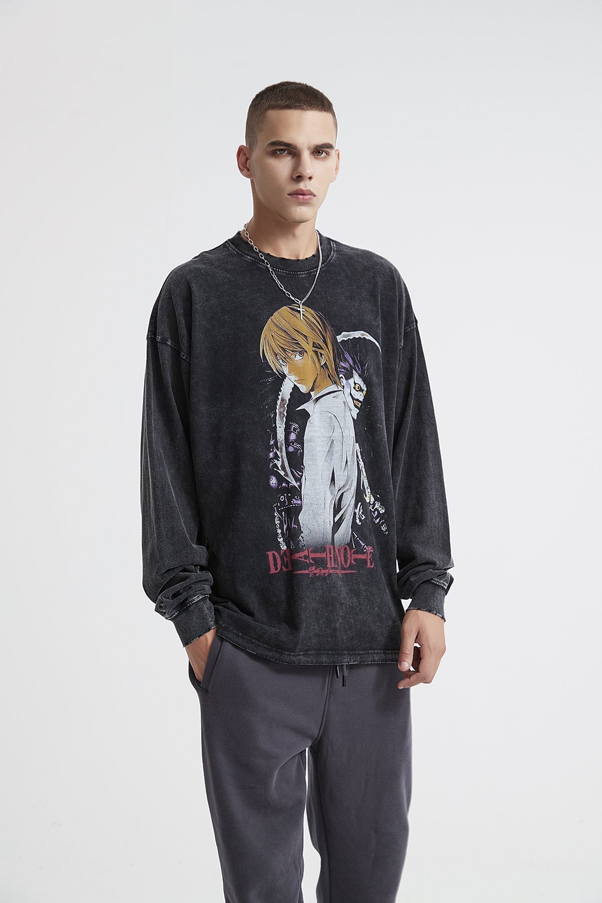 Death Note Print Men Long Sleeve T-Shirt