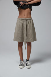 330G waffle Loose Drawstring Track Women Shorts