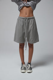 330G waffle Loose Drawstring Track Women Shorts