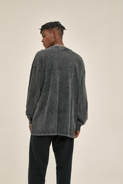 250G Washed Print Men Long-Sleeved Sweatshirt