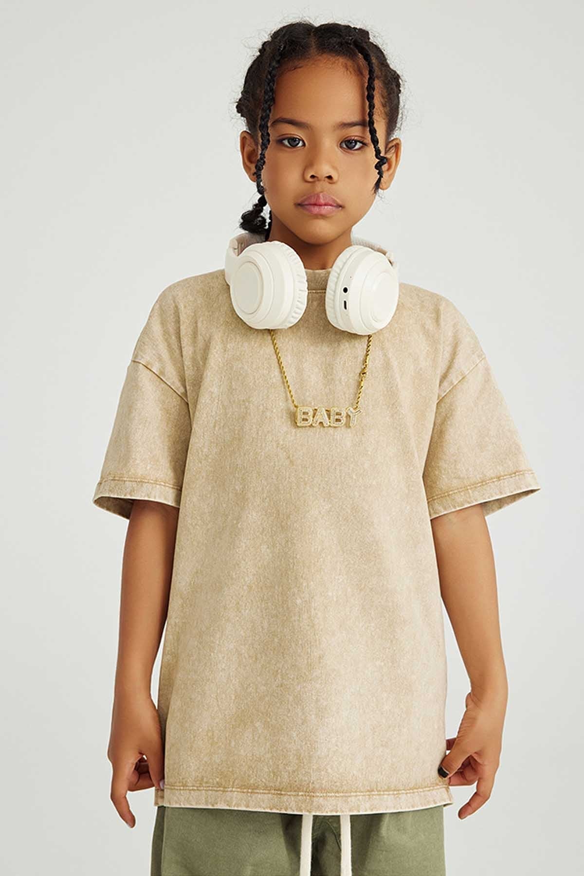 270G Washed Distressed Kids T-Shirt