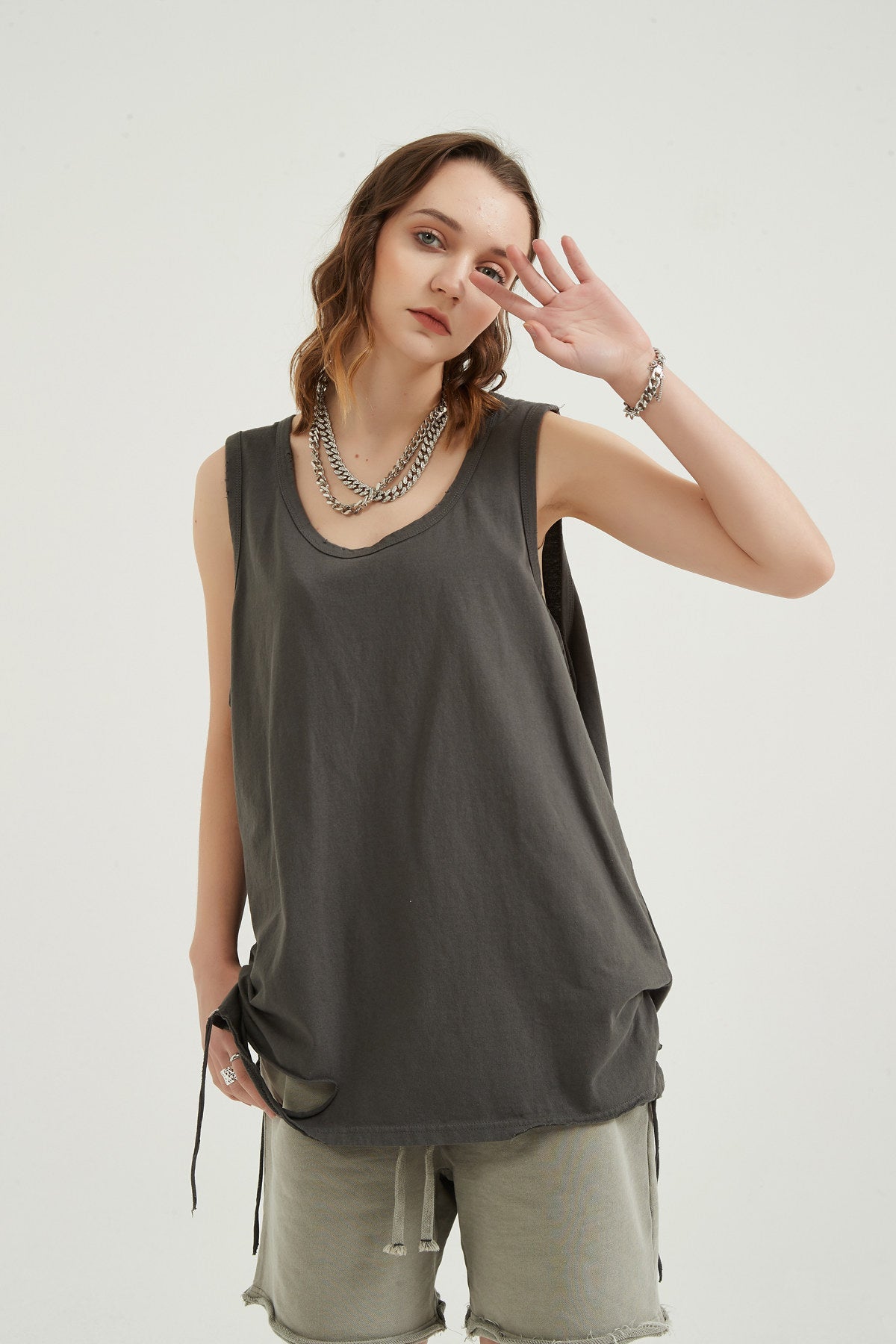 Washed Loose Sports Women Vest