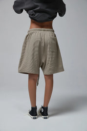 330G waffle Loose Drawstring Track Women Shorts
