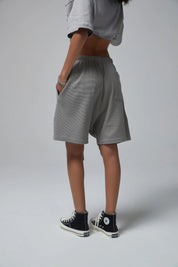 330G waffle Loose Drawstring Track Women Shorts