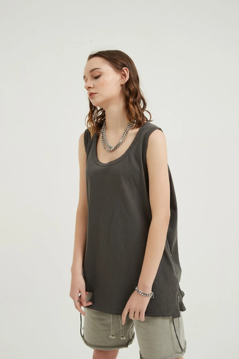 Washed Loose Sports Women Vest