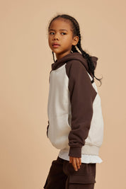 365G Color Block Cotton Kids Hoodie