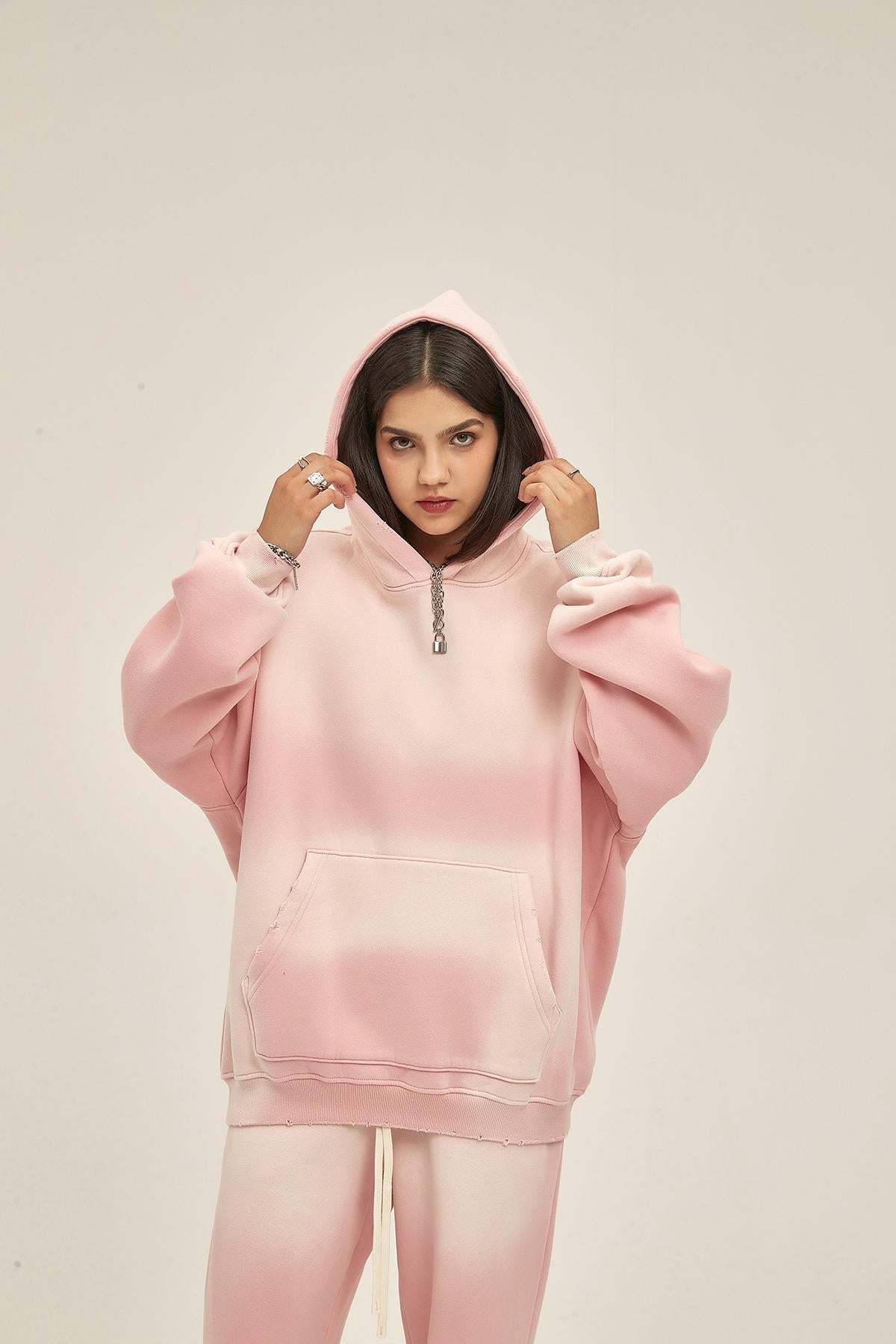 360G Retro Fleece Spray Dyed Women Hoodie