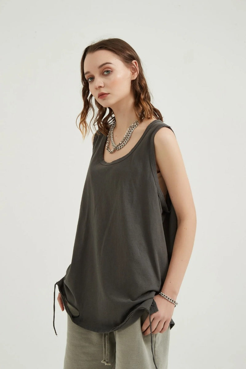 Washed Loose Sports Women Vest