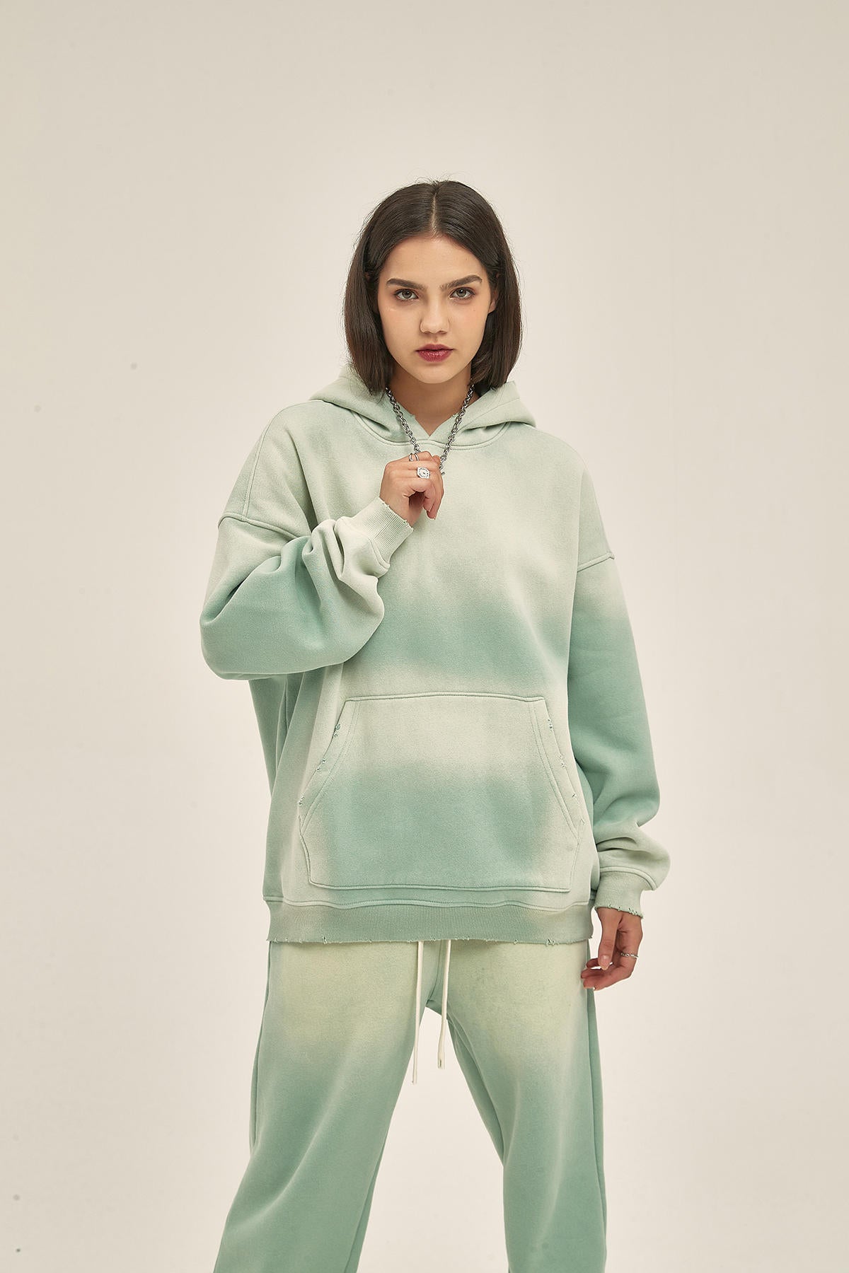 360G Retro Fleece Spray Dyed Women Hoodie