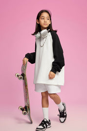 285G Color Block Cotton Kids Long-Sleeved T-Shirt