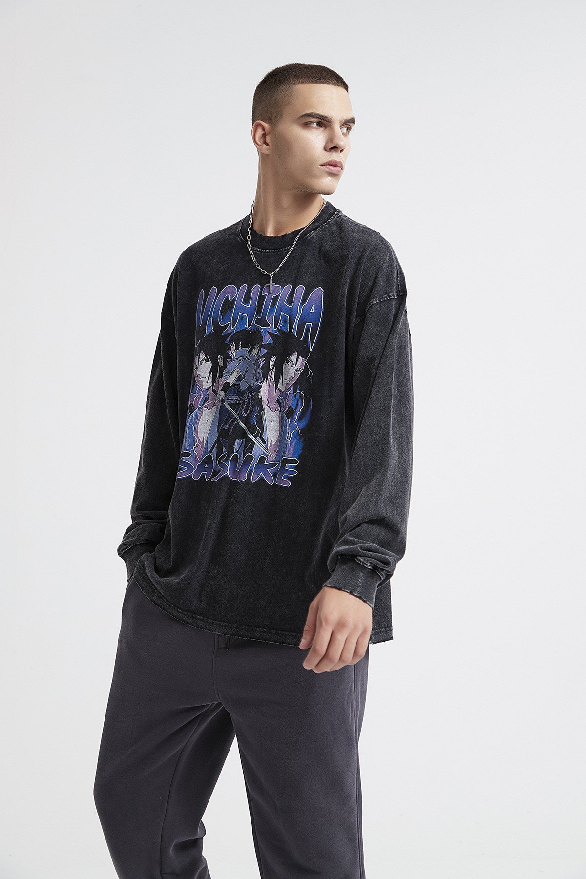 Sasuke Print Men Long Sleeve T-Shirt