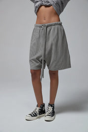 330G waffle Loose Drawstring Track Women Shorts