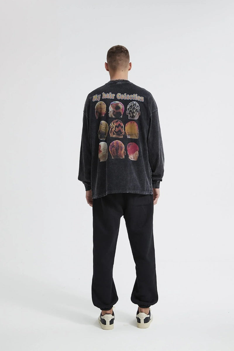 Vintage Print Men Long Sleeve T-Shirt