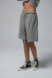 330G waffle Loose Drawstring Track Women Shorts