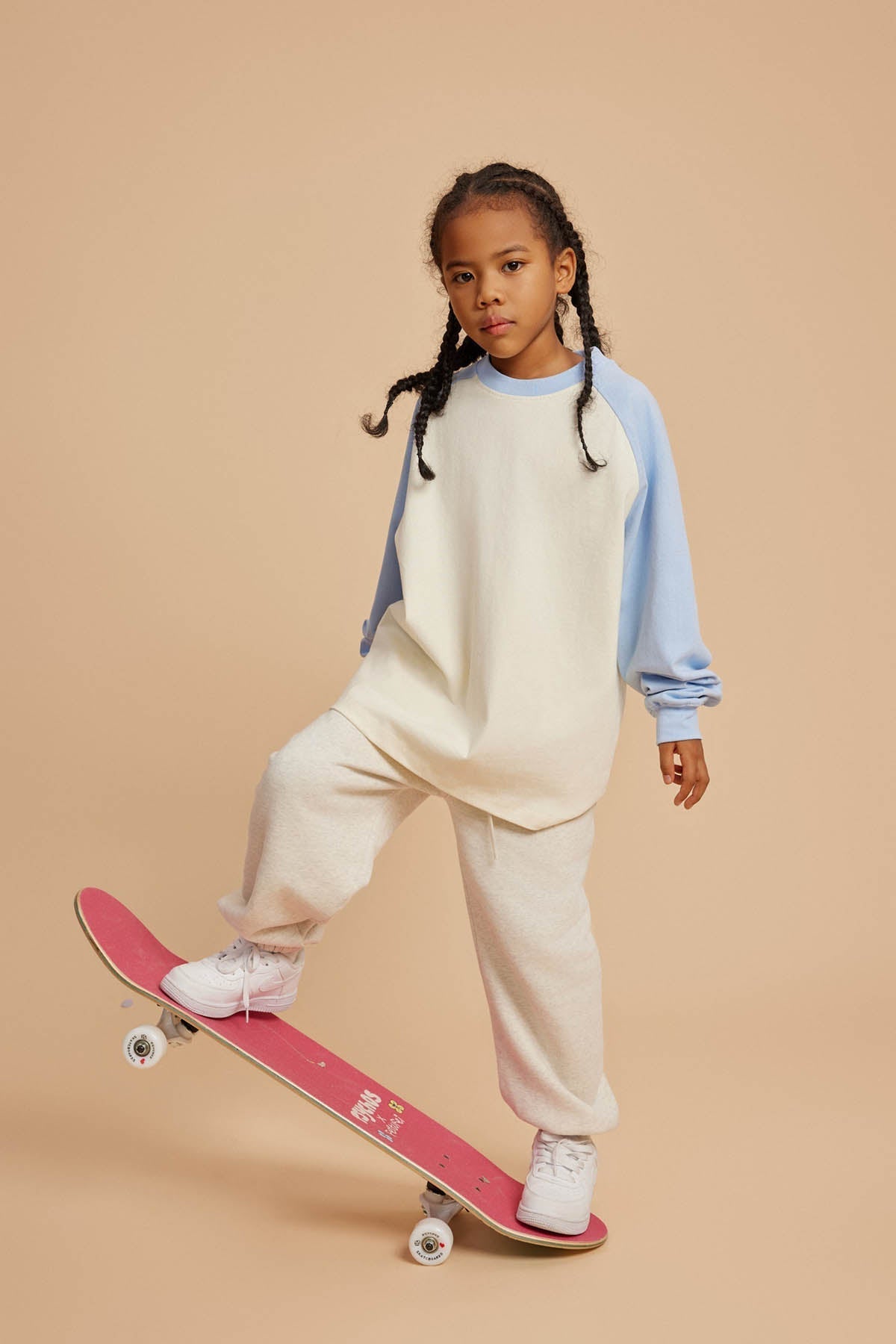 285G Color Block Cotton Kids Long-Sleeved T-Shirt