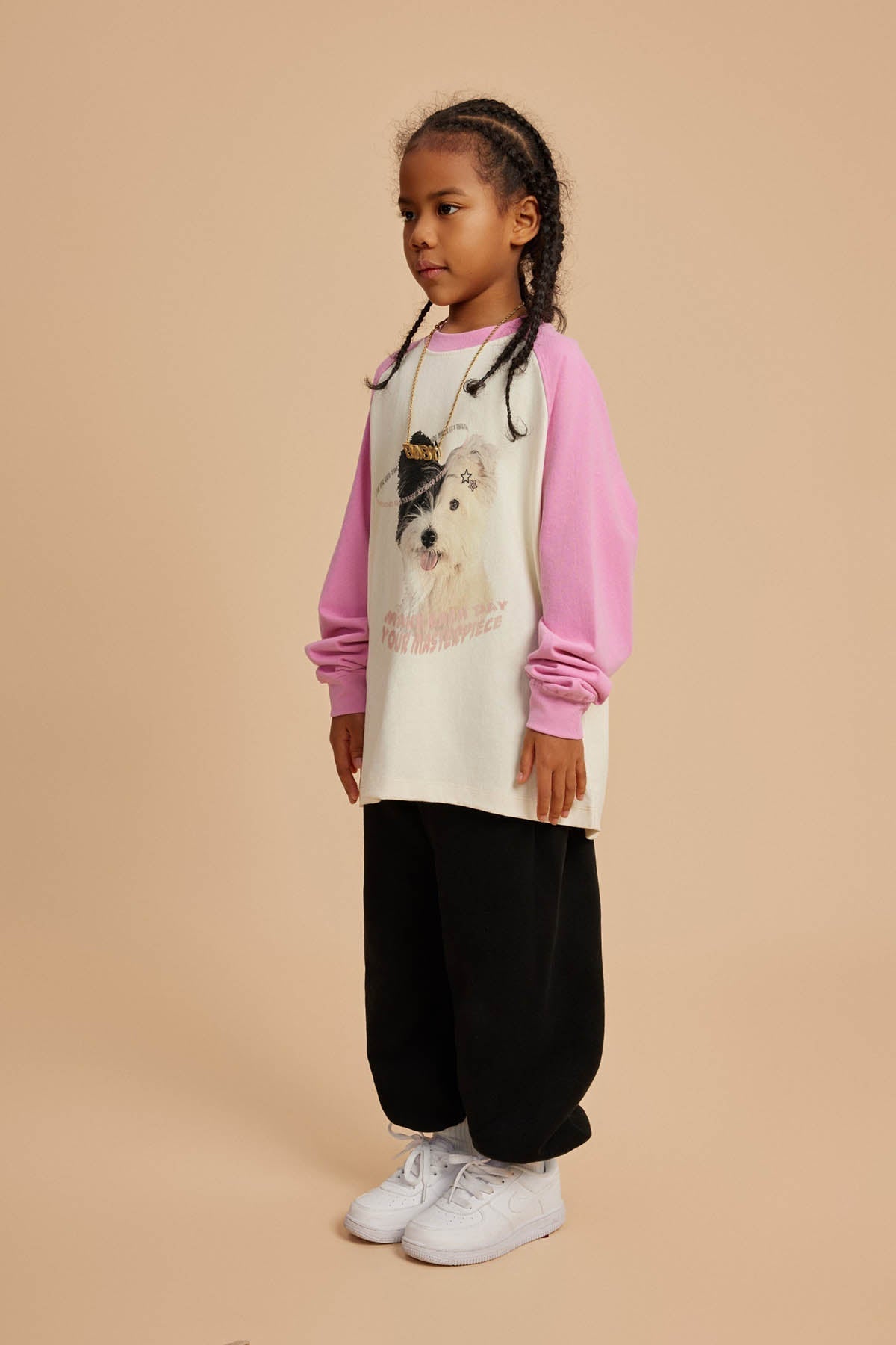 285G Printed Cotton Kids Long-Sleeved T-Shirt